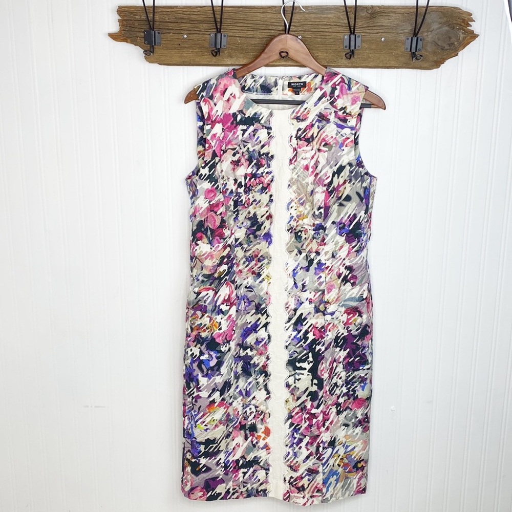 Worth Sheath Dress Multicolor Watercolor Sleeveless